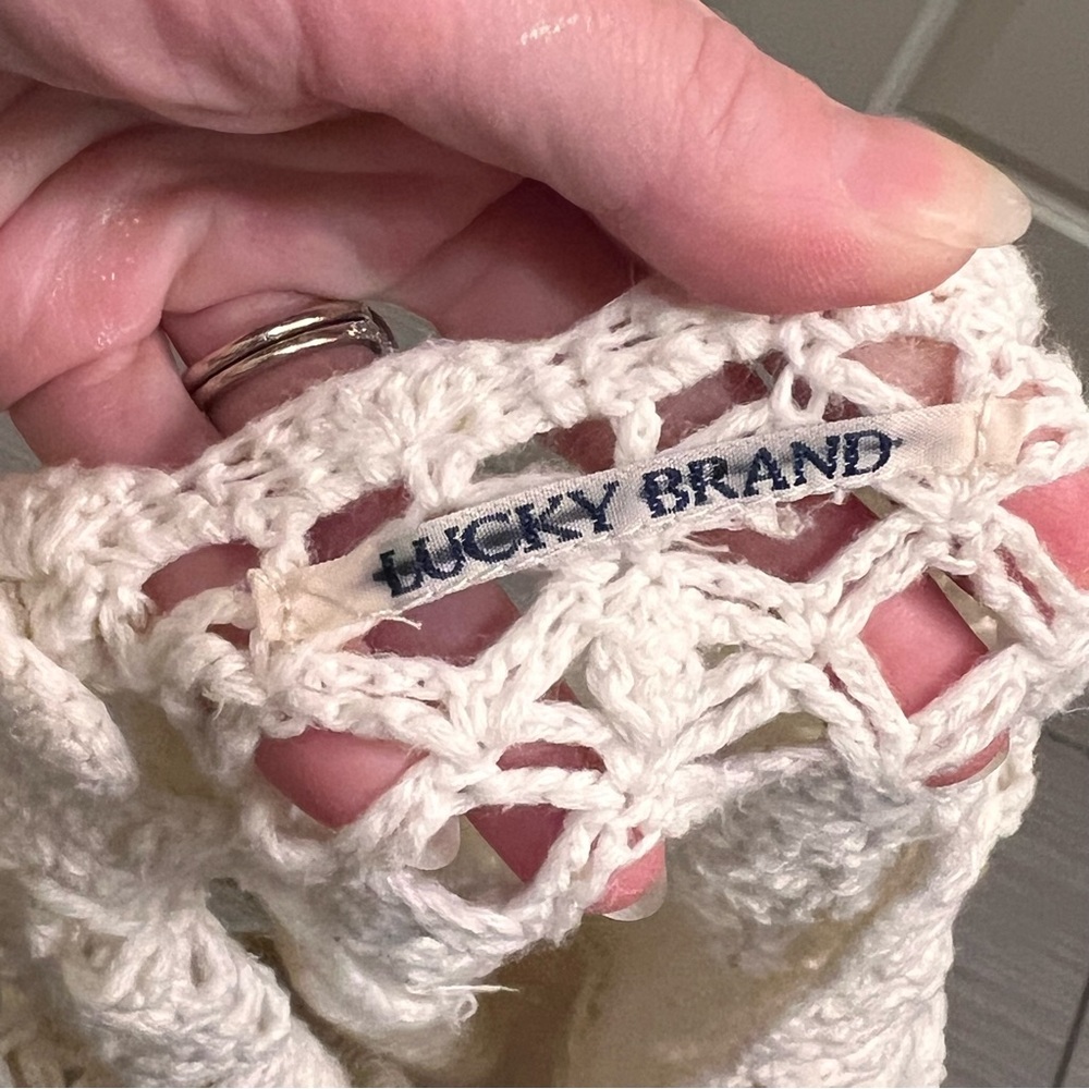 Lucky Brand Ivory Cream Crochet Top Sweater small knit - Picture 11 of 11